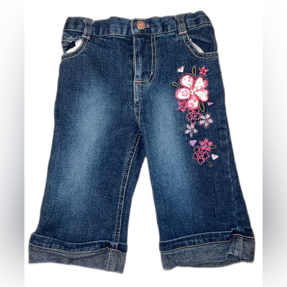 Vintage 90s sketcher short wide leg jeans with flower stitching 🌸